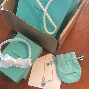 Tiffany & Co. Heart Pendant Bracelet with Turquoise Charm